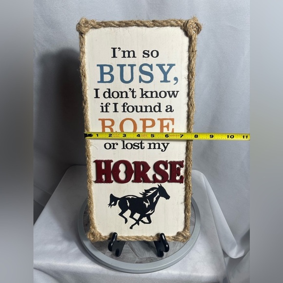 Rustic Western Horse Wall Sign with Rope Accent Cowboy Quote Decor 13”x6” - Picture 5 of 6